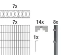 Doppelstabmattenzaun Sets anthrazit mit Dekorelement "Eleganz", Länge: 14 m, Höhe: 140 cm
