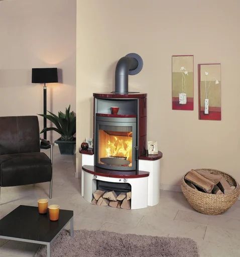 "Kaminofen - Avenso ECOplus 6 kW - Kacheln bordeaux-rot image"
