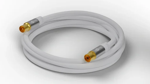 "TV Antennenkabel 135 dB, 4x geschirmt, 5 m, Weiß, - vergoldet, Koax-Buchse > Koax-Stecker (70319) image"