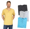 T-Shirt mit Knopfleiste, Farbe blau/melange, Gr.XL