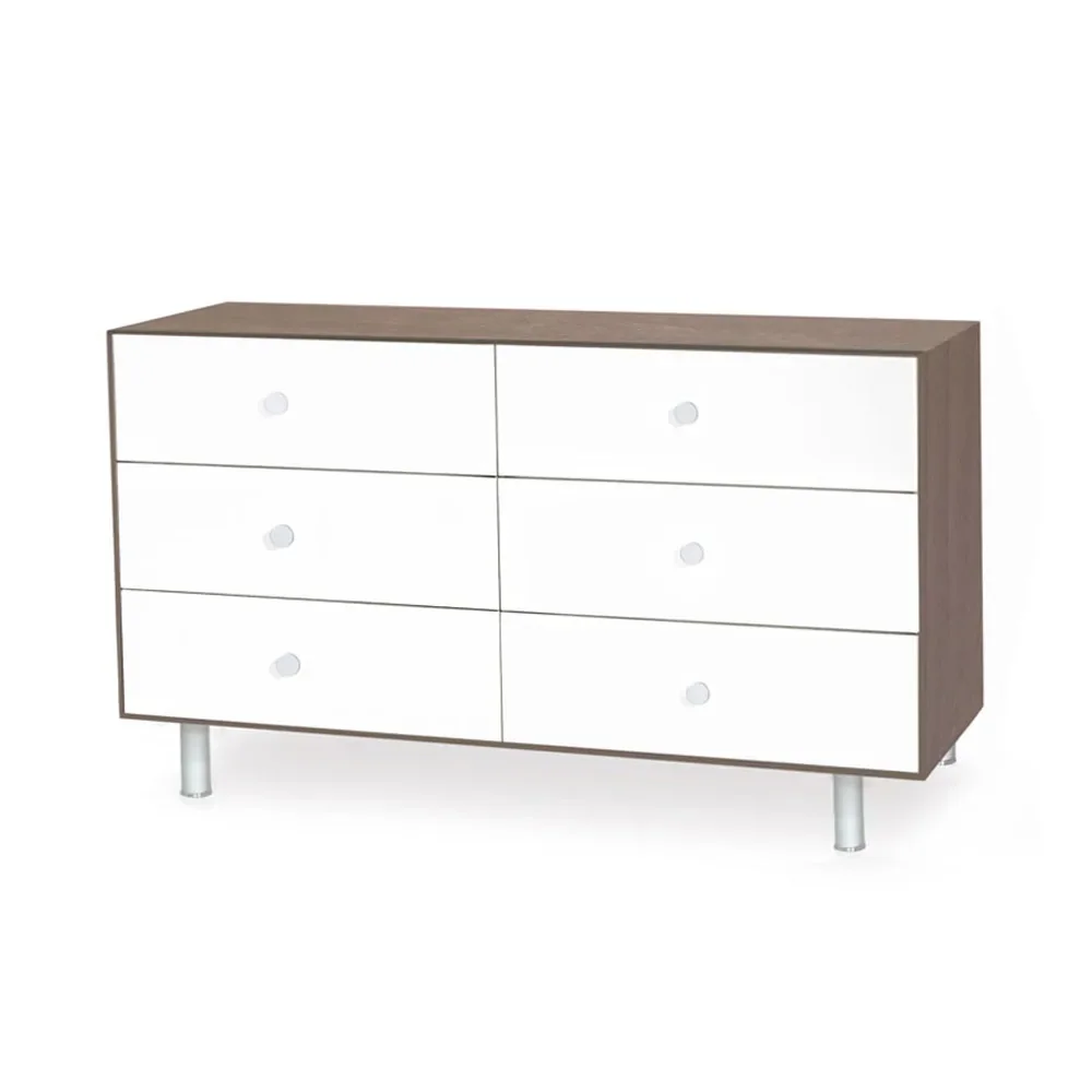 "Oeuf Kommode Merlin 6 Schubkästen weiß/Walnuss Füße Classic image"