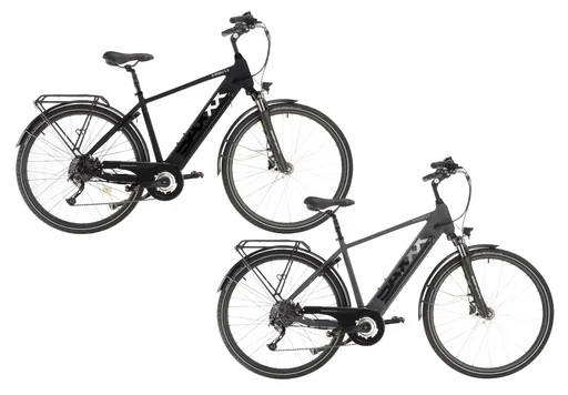 "Herren Trekking E-Bike, 28 Zoll, Rahmenhöhe 50 cm 9-Gang Kettenschaltung blaugrau, Kempten image"