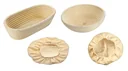 Set Gärkorb Peddigrohr mit Baumwollbezug oval