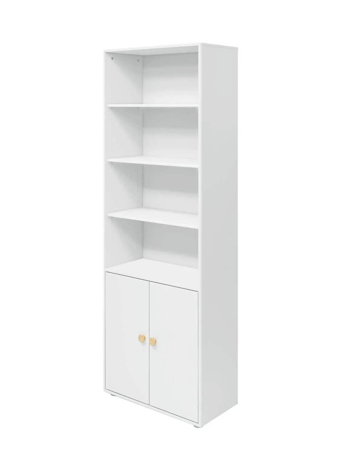 Flexa Bücherregal - Roomie, mit 2 Türen, 72x202,5 cm, Farbe: Weiß/Eiche