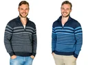 Pullover, Farbe grau mit Blockstreifen, Gr.3XL