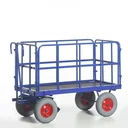 Handpritschenwagen mit Stahlrohrwänden, Traglast 1000 kg, Lädefläche 1530 x 730 mm, Radgröße 400 x 100 mm