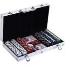 Pokerkoffer Pokerset 300 Pokerchips 2 x Kartenspiel 5 x Würfel 1 x Alukoffer 5 Farben 38 x 20,5 x 6,5 cm 11,5 g/Chip
