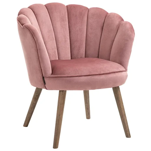 "Esszimmerstuhl Küchenstuhl Sessel mit Rückenlehne Wohnzimmerstuhl Polyester Gummiholz Rosa 66 x 72 x 79 cm image"
