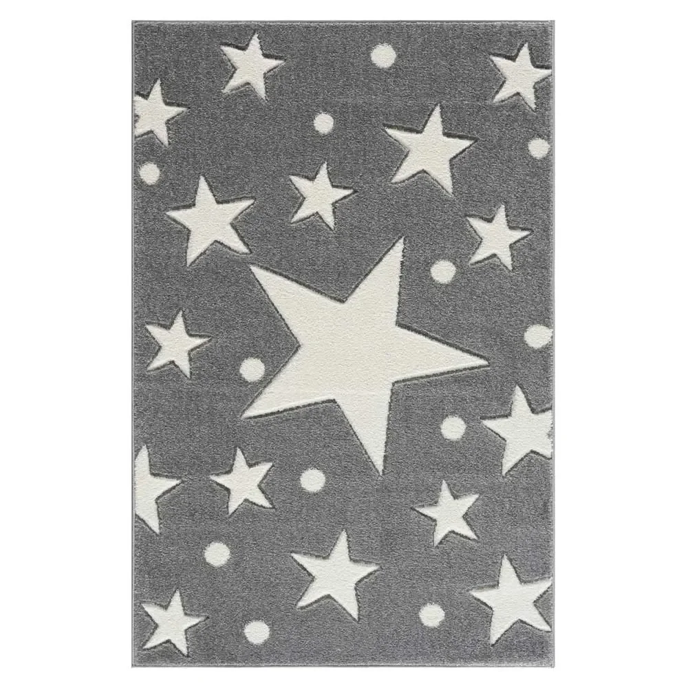 Livone Teppich Estrella Stern & Konfetti grau, Teppichgrösse: 120 x 180 cm