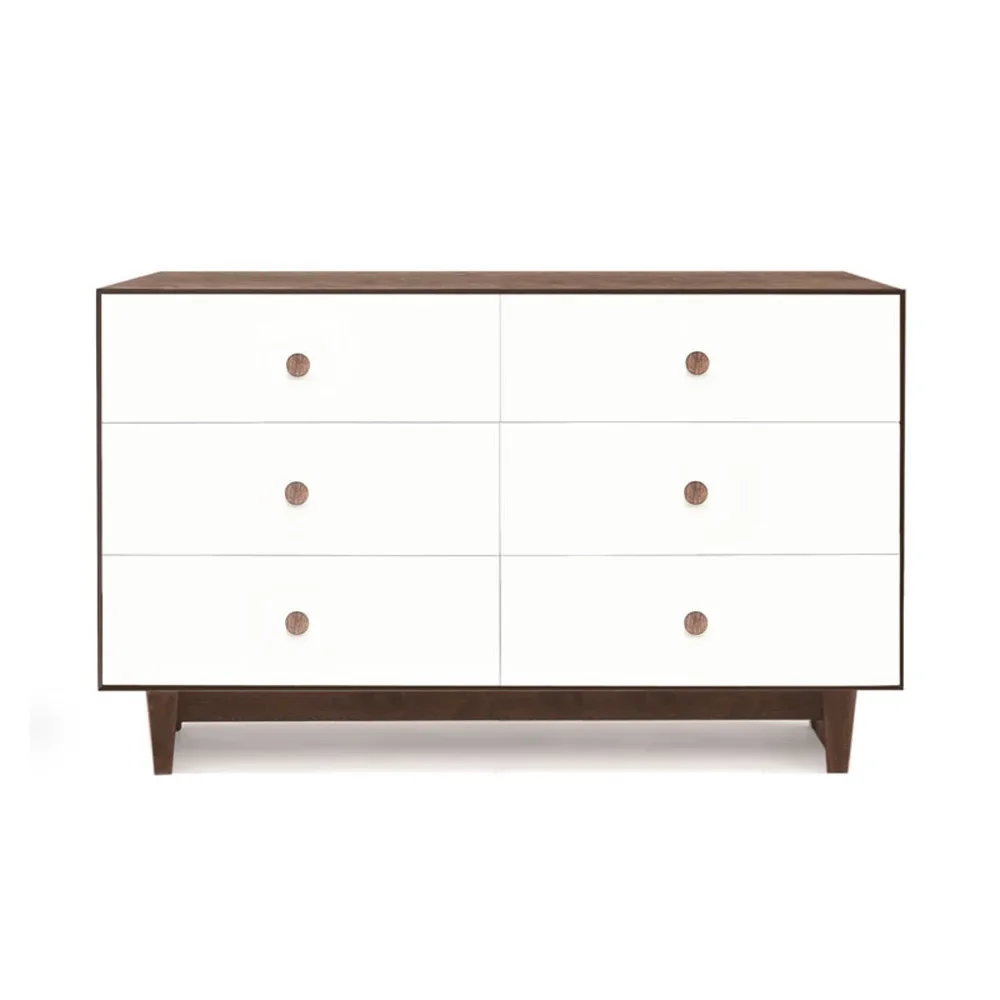 Oeuf Kommode Merlin 6 Schubkästen weiß/Walnuss Füße Rhea, Farbe Füsse: Walnuss