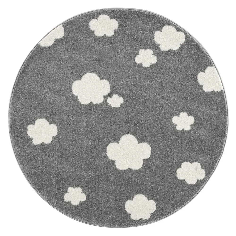 Livone Teppich rund Wolken grau