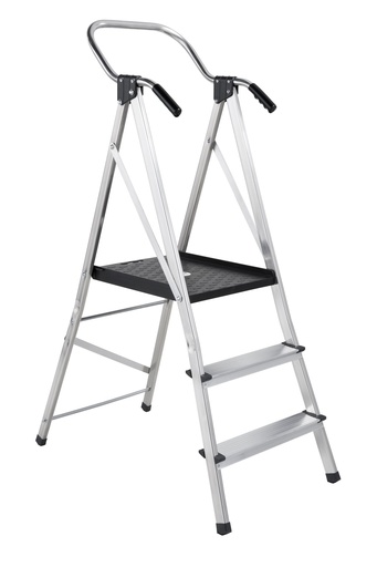"Sicherheits-Trittleiter mit Plattform, 3 Stufen, EN 131, Aluminium image"