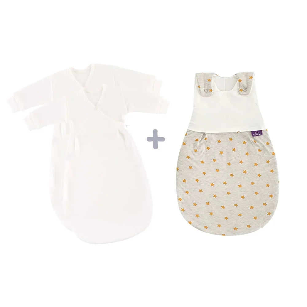 Träumeland Liebmich Baby Schlafsack, Schlummersack, Innenschlafsack 3 tlg. Set - Sternentraum Gelb
