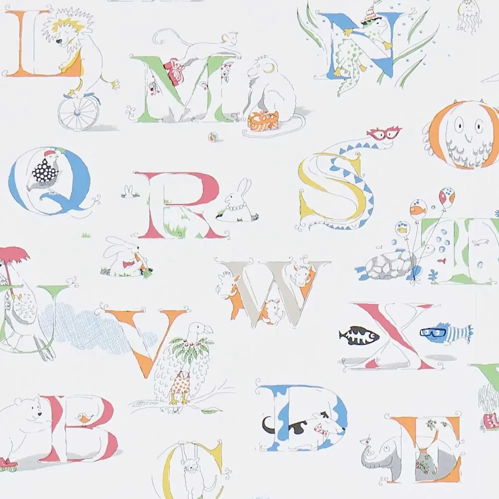 Little Sanderson Abracazoo Motivstoff Alphabet bestickt creme Rainbow