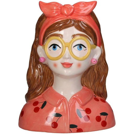 "Vase Fashion Lady 'Jessie' 27 cm – Mit Brille und Haarband image"