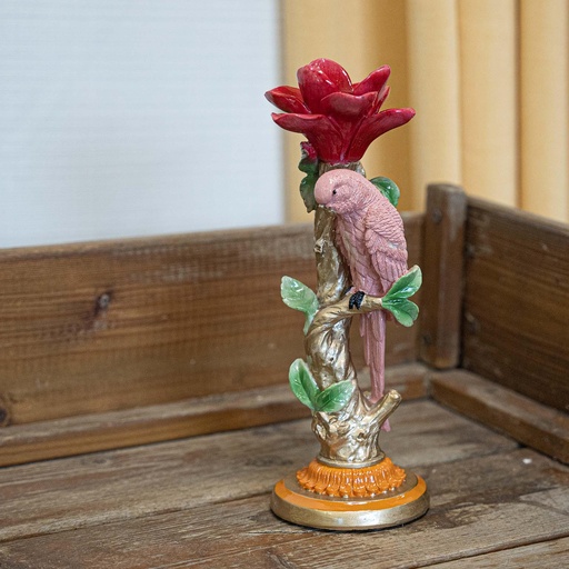 "Kerzenhalter - Rosa Papagei ↑ 26 cm - Wohnkultur image"