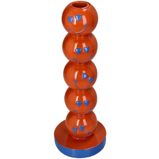 "Kaarshouder Smiley Polyresin Orange 9x9x26.5cm image"