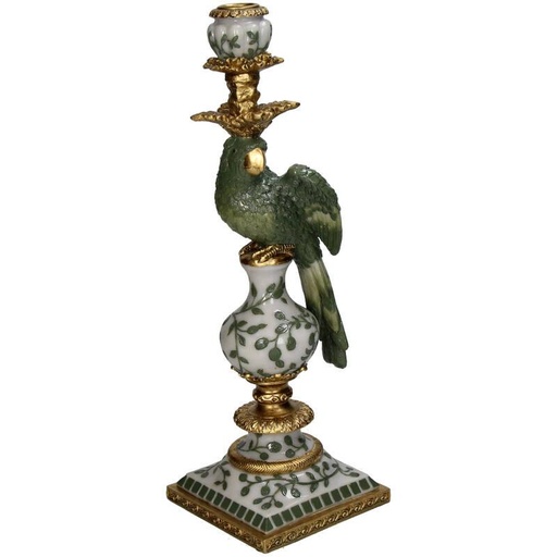"Kerzenhalter Vogel Polyresin Grün 13x13x39cm image"