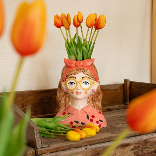 "Vase Jessie Strik + 10x Real Touch Tulpen Orange image"
