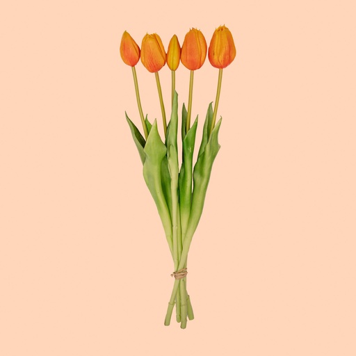 "Tulpenstrauß Orange - 5 Stück - 'Real Touch' Kunsttulpen - 42 cm image"