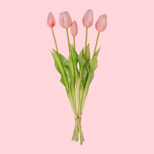 "Tulpenstrauß Rosa - 5 Stück - 'Real Touch' Kunsttulpen - 42 cm (rosa) image"