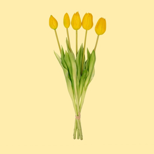 "Tulpenstrauß Gelb - 5 Stück - 'Real Touch' Kunsttulpen - 42 cm (gelb) image"
