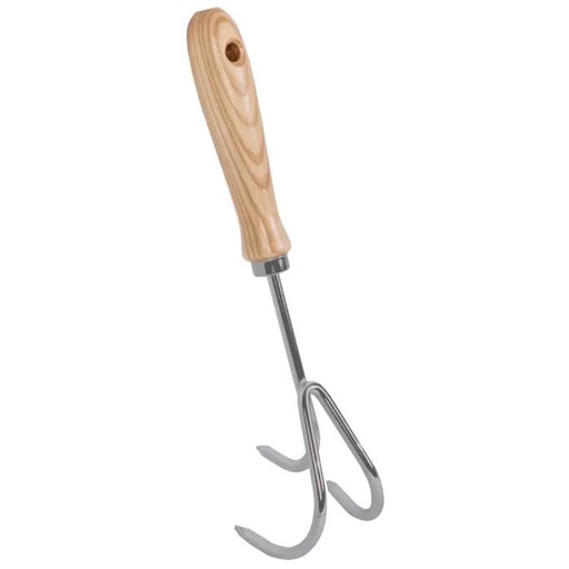 "Handkratzer - 3 Zähne - Verzinkter Stahl - Eschenholzgriff image"
