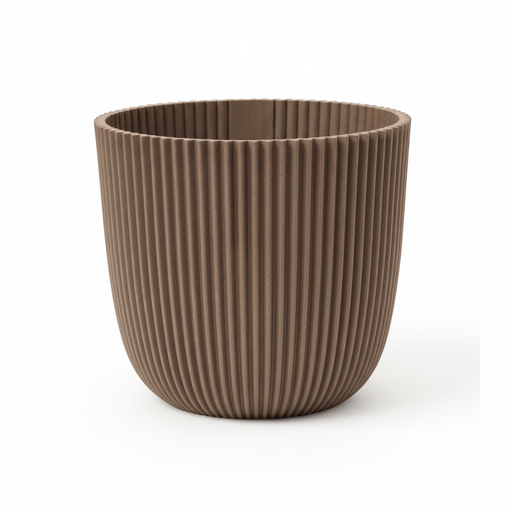 "Capi Pot Nature Groove Hergestellt Mit Warm Taupe - D25cm image"
