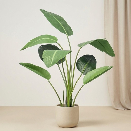 "Strelitzia - 120cm - In schwarzem Topf - Kunstpflanze - Künstliche Pflanze image"