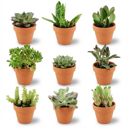 "Mini Sukkulenten Mix - 9 Stück - Ø 8,1 cm - Höhe: 5-10 cm - Terrakottatöpfe image"
