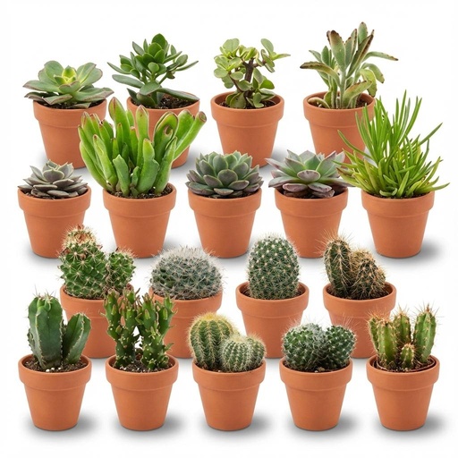 "Mini Kakteen & Sukkulenten Mix - 18 Stück - Ø 8,1 cm - Höhe: 5-10 cm - Terrakottatöpfe image"