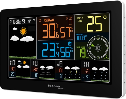 "WD2700 WLAN Wetterstation mit Außensensor – 4-Tage-Wettervorhersage, Temperatur, Luftfeuchtigkeit, Luftdruck, Windanzeige, Weckalarm & DirektWetter-App image"