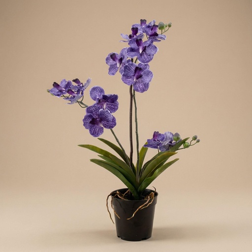 "Orchidee Vanda Kunstpflanze 60 cm - Lila - Im Topf - Künstliche Pflanze image"