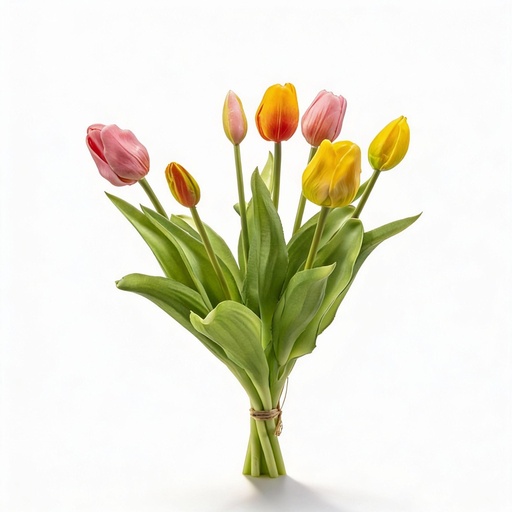 "Tulpenstrauß - Bunte Mischung - ‘Real Touch’ Kunsttulpen - 7 Stiele - 42 cm image"