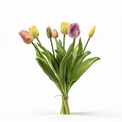 "Tulpenstrauß - Sanfter Frühling - ‘Real Touch’ Kunsttulpen - 7 Stiele - 42 cm image"