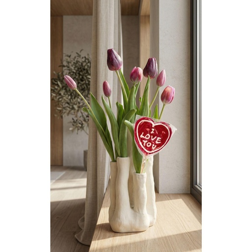 "Tulip Touch - Tulpen-Set - Kunsttulpen mit Mehrfachauslauf-Vase - Kunstblumen image"