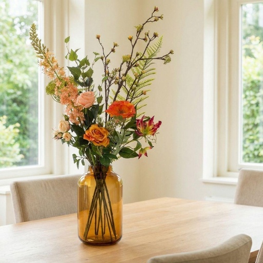"Kunstblumenstrauß - Amber Peach Deluxe - Real Touch - 12 Stiele - ↑ 105 cm image"