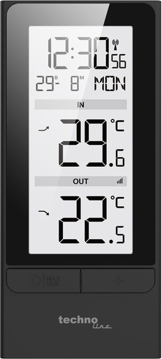 "WS9787 digitale Temperaturstation mir Innen- und Außentemperatur, Uhrzeit (Funk), Datum, Wochentag und Wettertendenzanzeige image"
