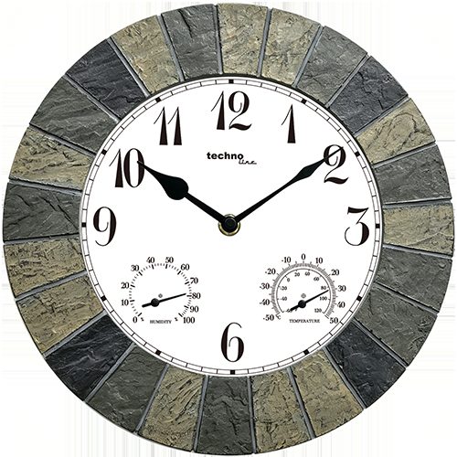 "WT7015 Outdoor Wanduhr mit Thermometer und Hygrometer, analoge Gartenuhr für Terrasse und Balkon, Temperatur- und Luftfeuchtigkeitsanzeige, Quarzuhr, 1 x AA exklusive image"