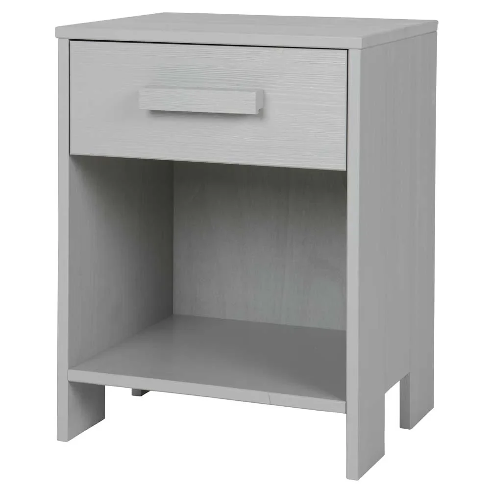 WOOOD Nachtschrank Dennis, Kiefer, betongrau, matt, 52x39x36 cm