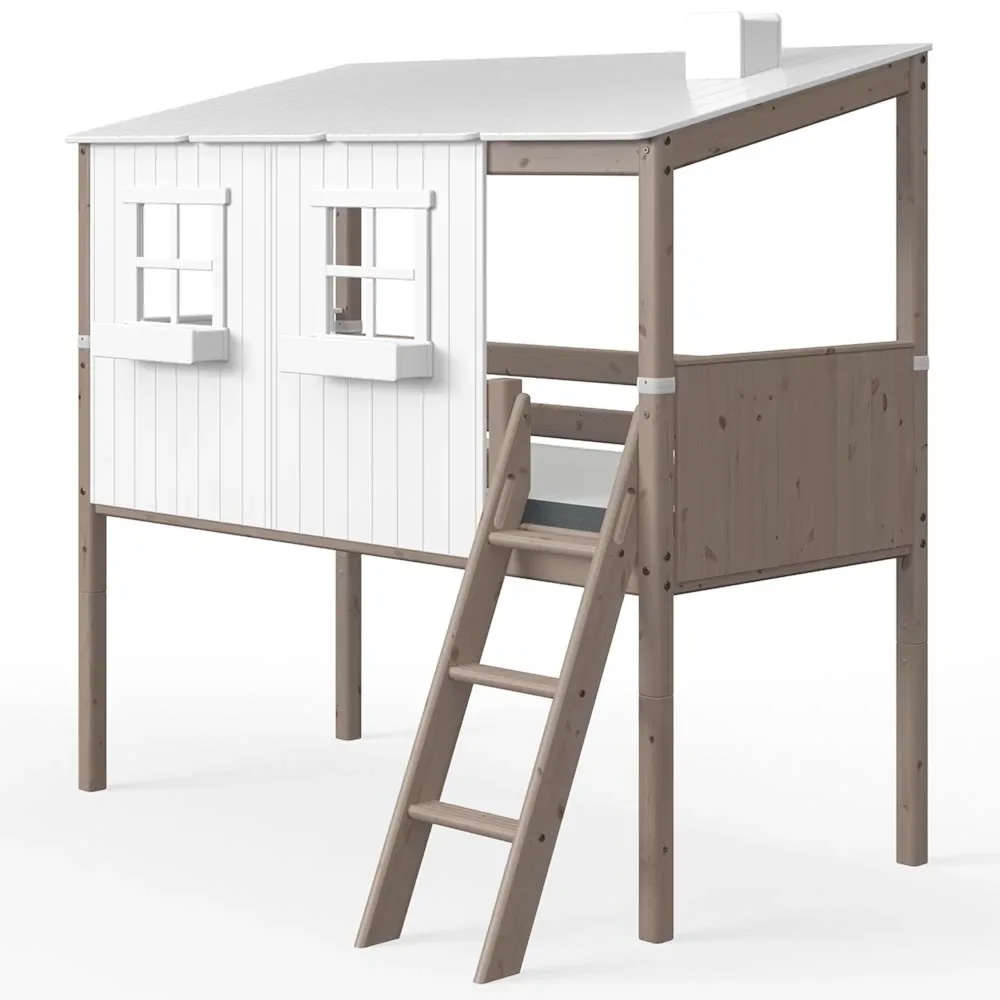 Flexa halbhohes Bett Haus weiss braun
