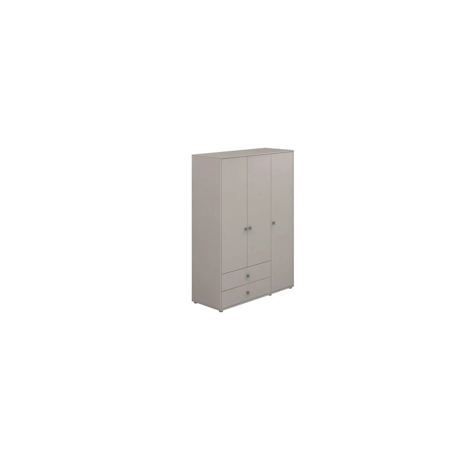 Flexa Kleiderschrank - Classic, 150x202,5 cm, Farbe: Grau gekalkt / Grau gekalkt / Türkis
