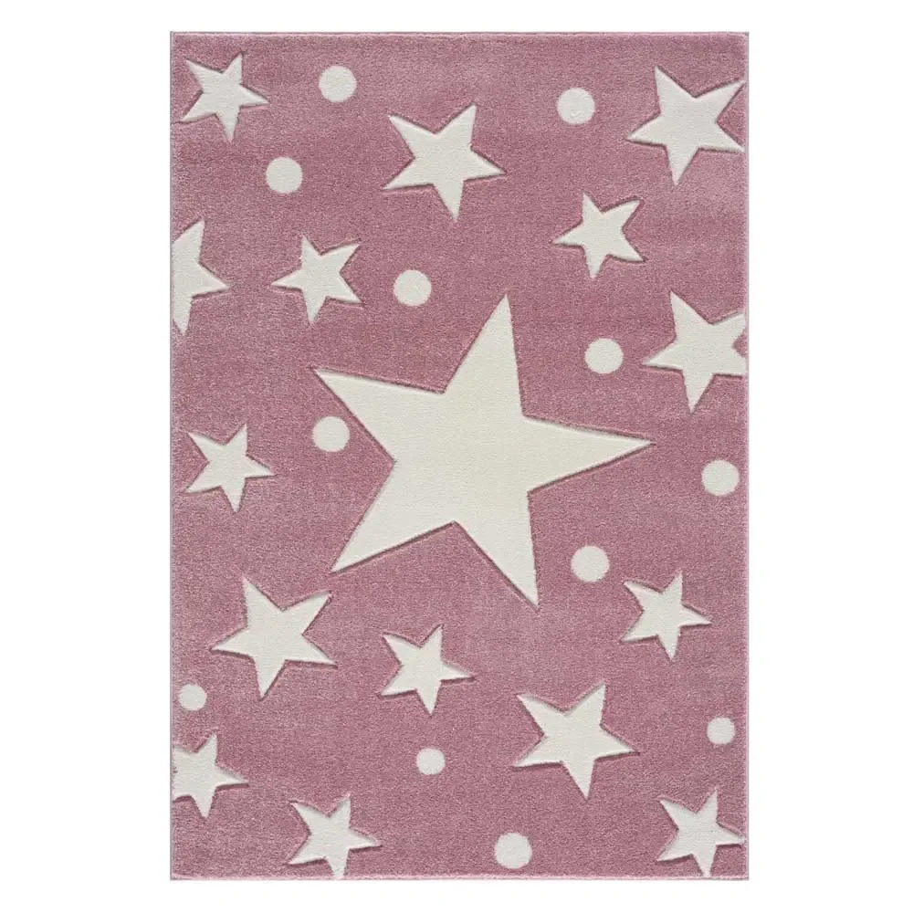 Livone Teppich Estrella Stern & Konfetti rosa, Teppichgrösse: 200 x 300 cm