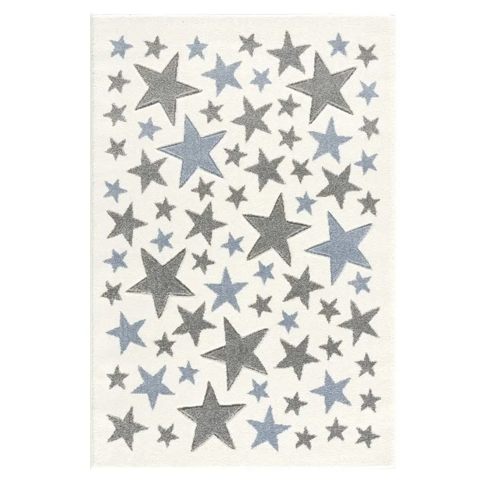 Livone Kinderteppich Stella Sterne blau grau, Teppichgrösse: 120 x 180 cm