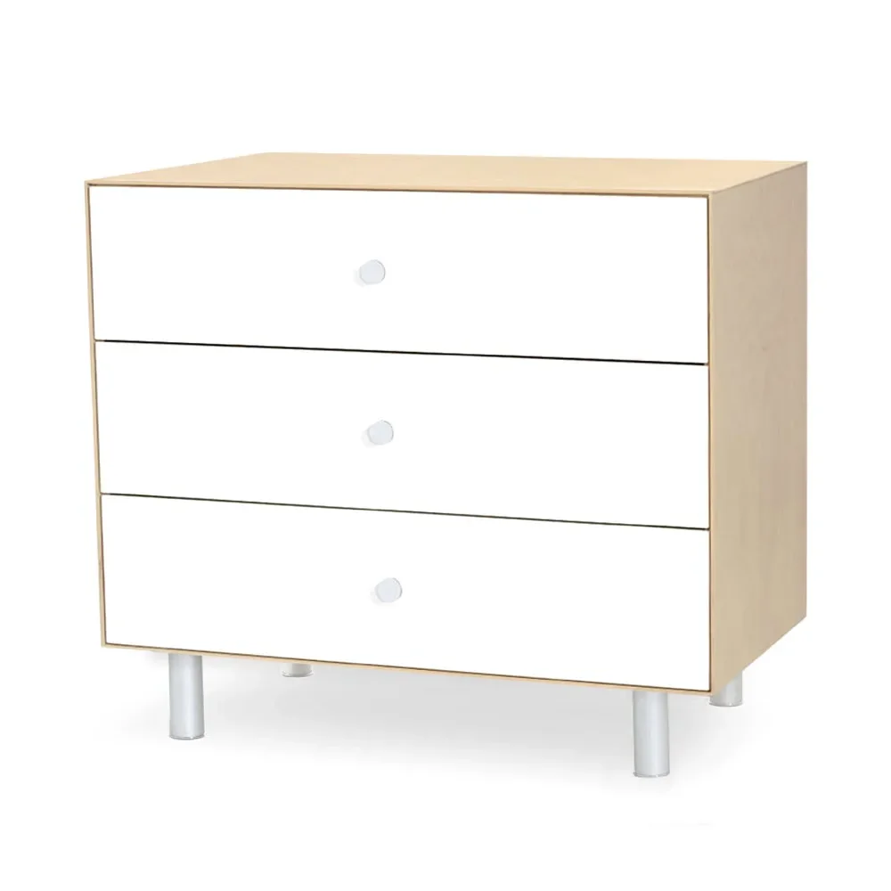 "Oeuf Kommode Merlin 3 Schubkästen weiß/Birke Füße Classic image"