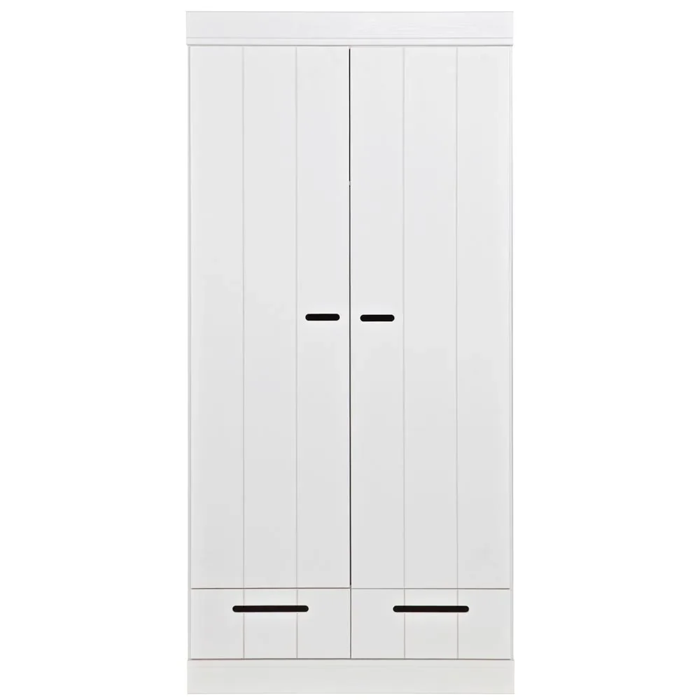 "WOOOD 2 türiger Kleiderschrank erweiterbar Schubladen weiss image"