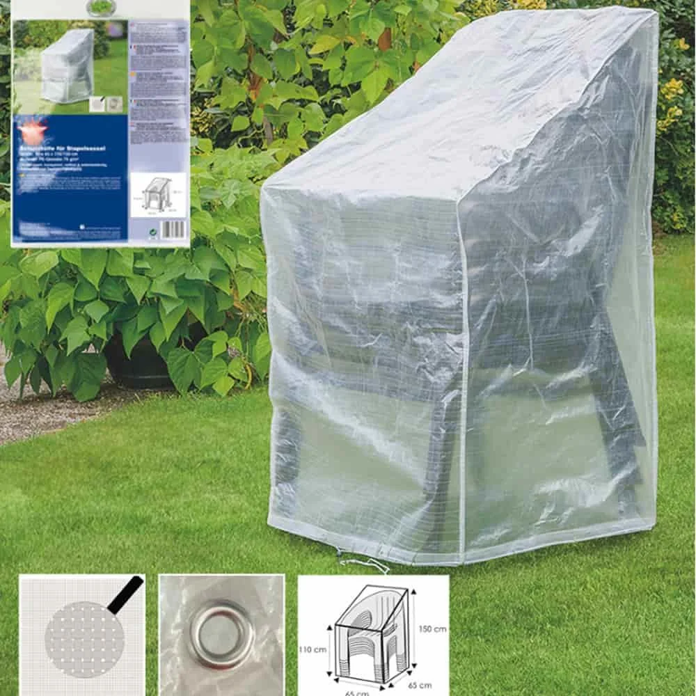 "Schutzhülle Gartenmöbel, Abdeckhaube, transparent, für Stapelsessel ca. 65x65x110/150cm image"