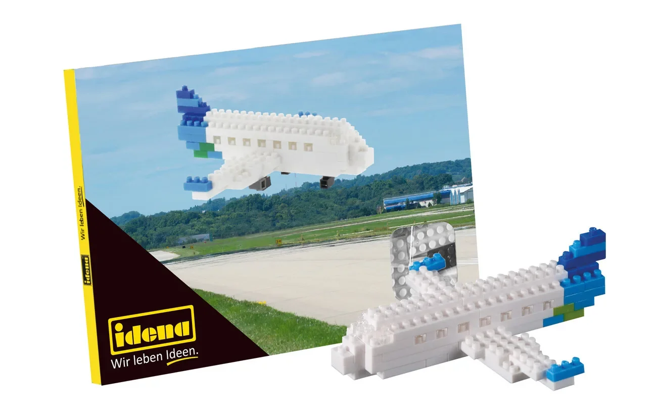 Idena, Minibausteine Postkarte - Spielwaren für Kinder und kreative Bastelprojekte, Art: Flugzeug