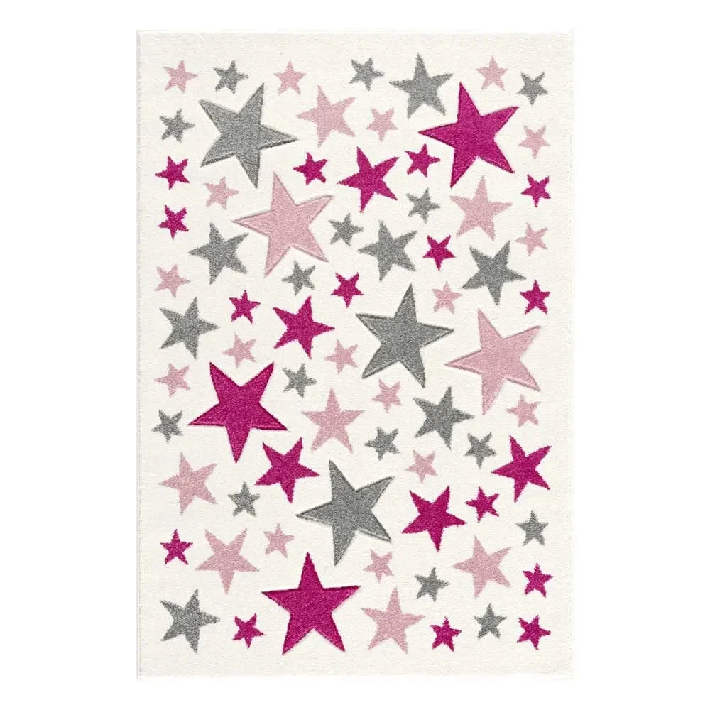 Livone Kinderteppich Stella Sterne rosa grau, Teppichgrösse: 120 x 180 cm