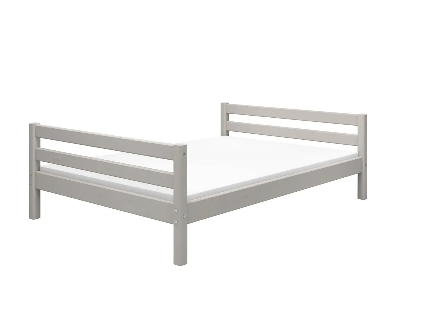 FLEXA Jugendbett, Einzelbett - Classic, Massivholz Kiefer, 140x200 cm, Farbe: Grau gewaschene Kiefer